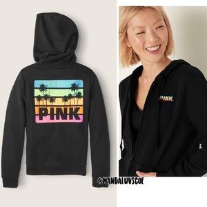 💗VS PINK RAINBOW TROPICAL SHINE FULL ZIP HOODIE